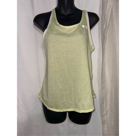 Nice lightweight neon green UNDER ARMOUR SLEEVELESS ATHLETIC SHIRT size small GO - Picture 1 of 4